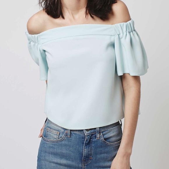 Topshop Tops - Topshop | Blue Structured Bardot Top